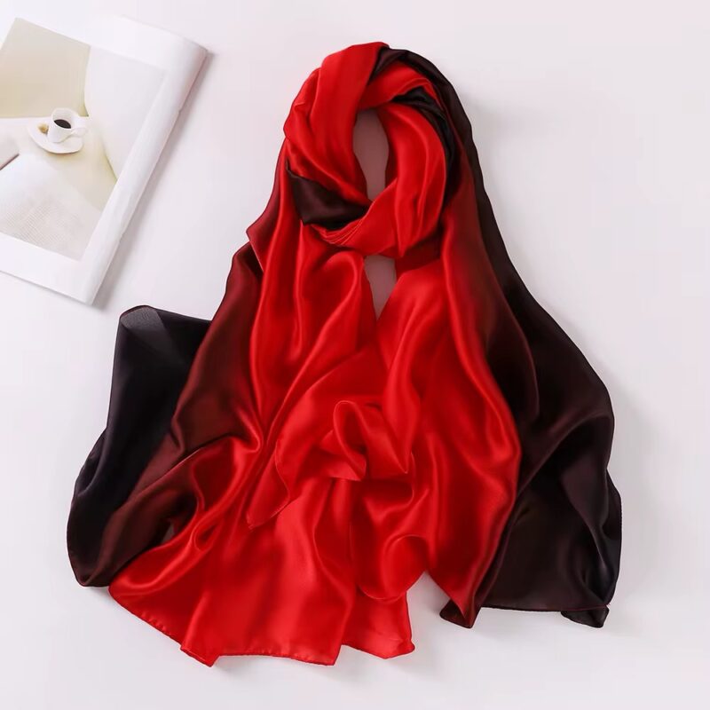 Ombre Kırmızı Siyah Silk Şal